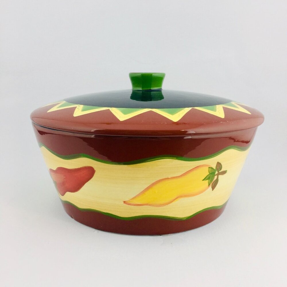 THE MAIN INGREDIENTS Southwestern Chili Peppers Stoneware Large Lid Serving Bowl